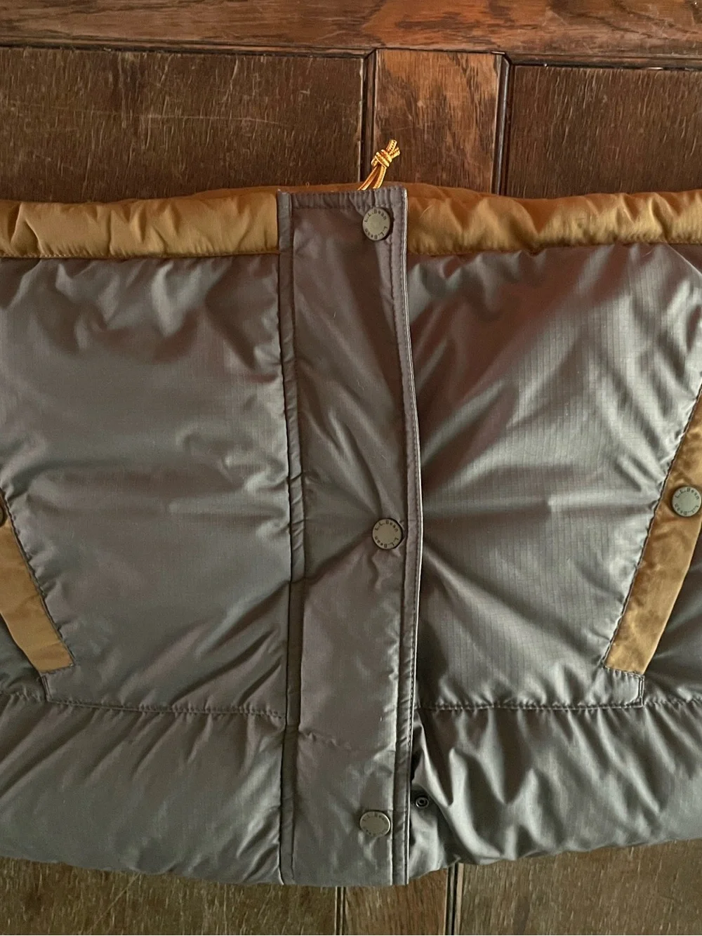 L.L. Bean Men's Two-Tone Puffer Vest in Olive and Tan (M)